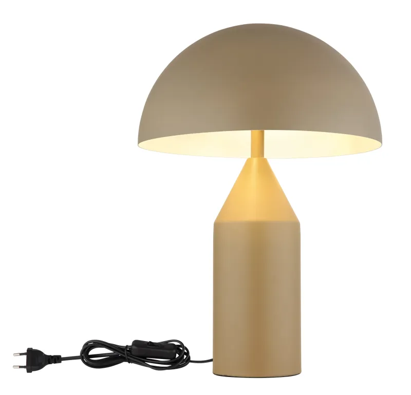 Atoma 40cm Zand tafellamp Van Globo Lighting - Sk&auml;rmen i matt, sandf&auml;rg och vitt skapar en harmonisk kontrast och ger en behaglig ljusspridning.