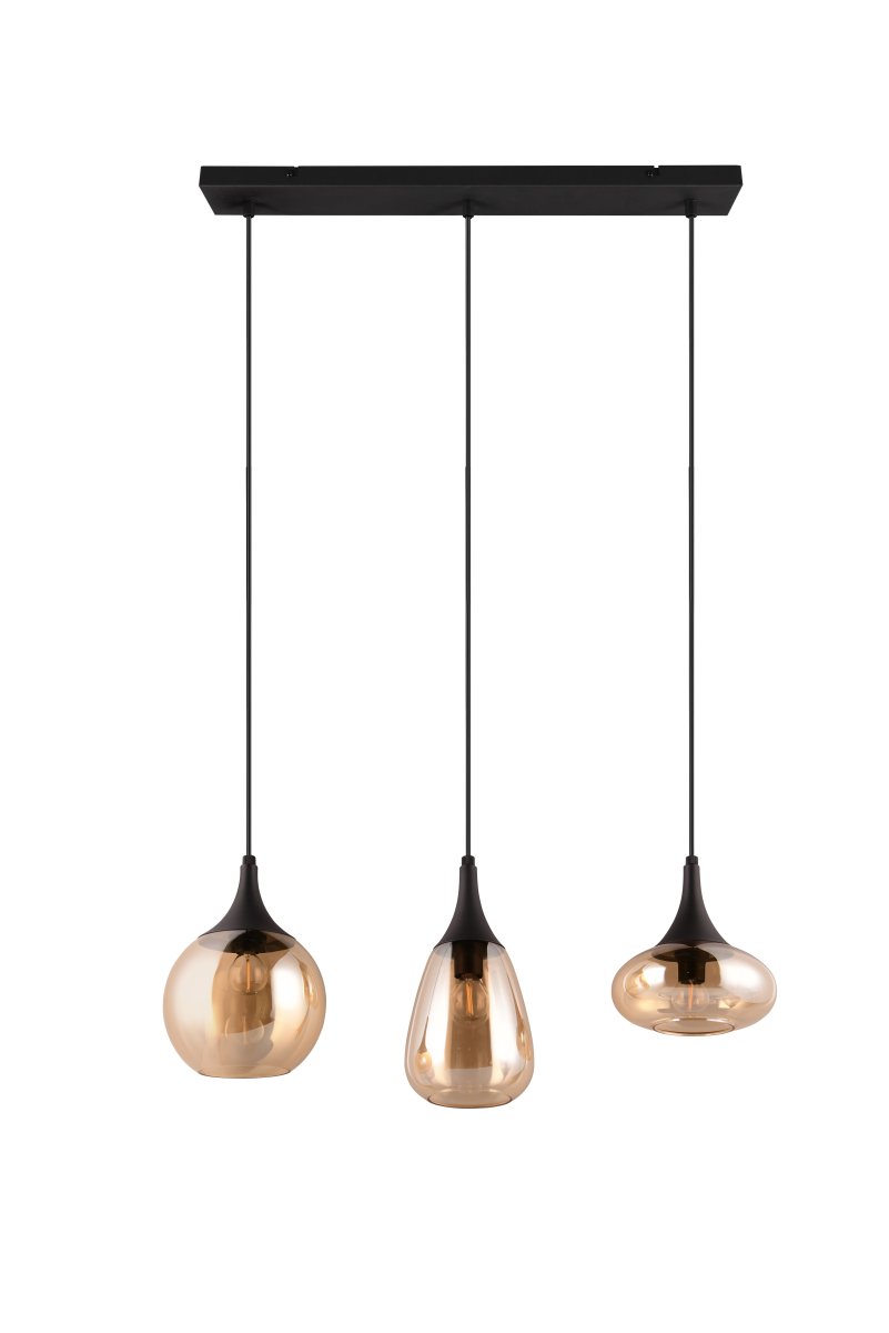 Lumina 68cm Amber hanglamp Van Trio Lighting - De Lumina hanglamp is een elegante blikvanger in je woonkamer met zijn unieke glazen kappen.