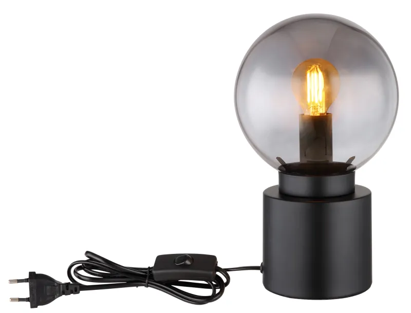 Marka 25cm Zwart tafellamp Van Globo Lighting - Den praktiska str&ouml;mbrytaren p&aring; sladden g&ouml;r den enkel att anv&auml;nda, och med sin kompakta storlek passar den perfekt p&aring; alla ytor.