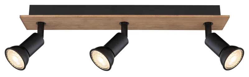 Drew 3 Natuur spot Van Globo Lighting - Drew &auml;r en stilren takspotlight som imponerar med sin design i svart metall och m&ouml;rkt tr&auml;.