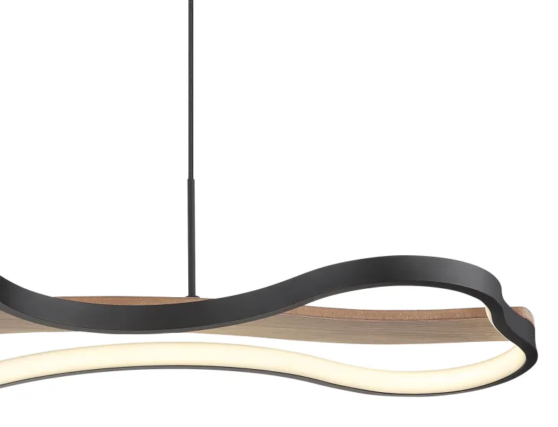 Bezzy 80cm Natuur hanglamp Van Globo Lighting - Bezzy takpendel har en unik molnformad design som kombinerar mattsvart metall, m&ouml;rkbrunt tr&auml; och opalsilikon f&ouml;r en stilfull och behaglig belysning.