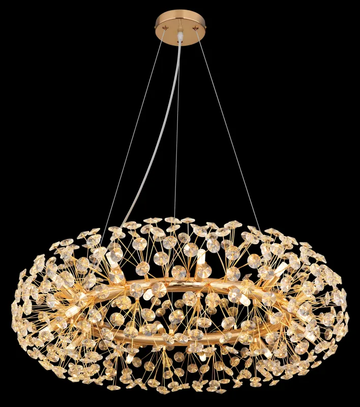 Katrina Ø80 Goud kristal Van Globo Lighting - Katrina &auml;r en elegant rund kristallkrona i gyllene metall med gnistrande K9-kristaller som skapar en sofistikerad och lyxig atmosf&auml;r i ditt hem.