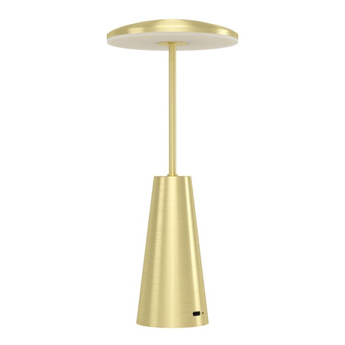 Piccola 28cm Geborsteld messing Draagbare Van Eglo - De lamp is eenvoudig te bedienen met een touchdimmer en wordt opgeladen via USB, waardoor de lamp draadloos is en eenvoudig mee te nemen.