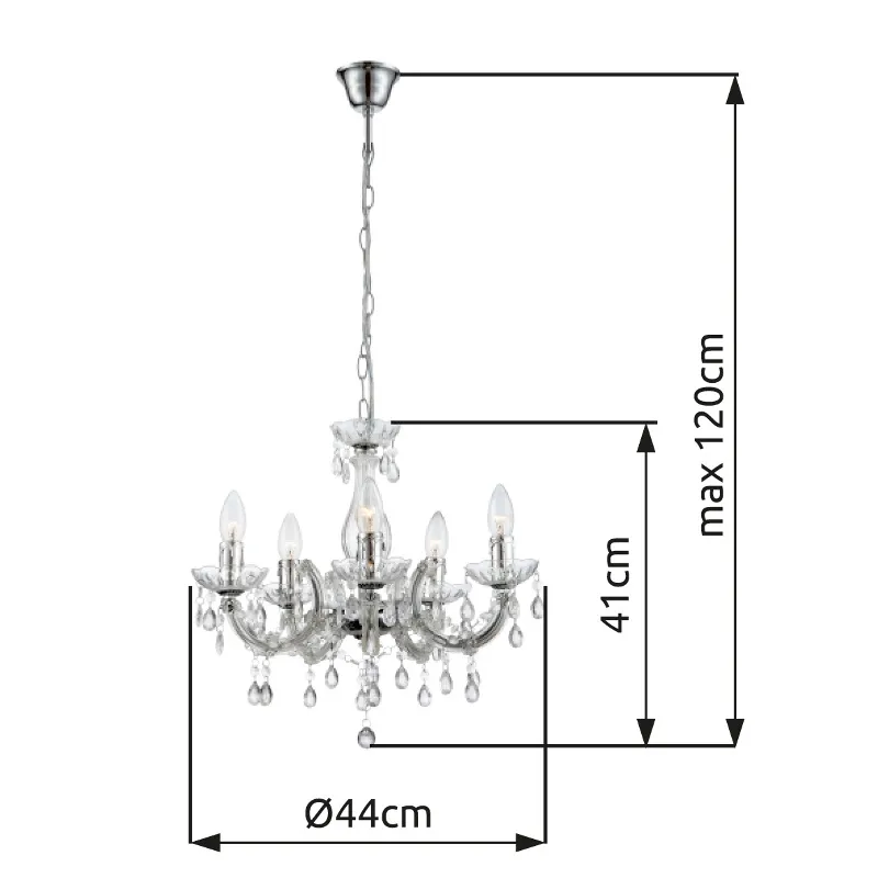 Cuimbra Ø45 Chroom kristal Van Globo Lighting - Med sina krompl&auml;terade detaljer och klarglas skapar den en lyxig glans och en stilfull atmosf&auml;r.