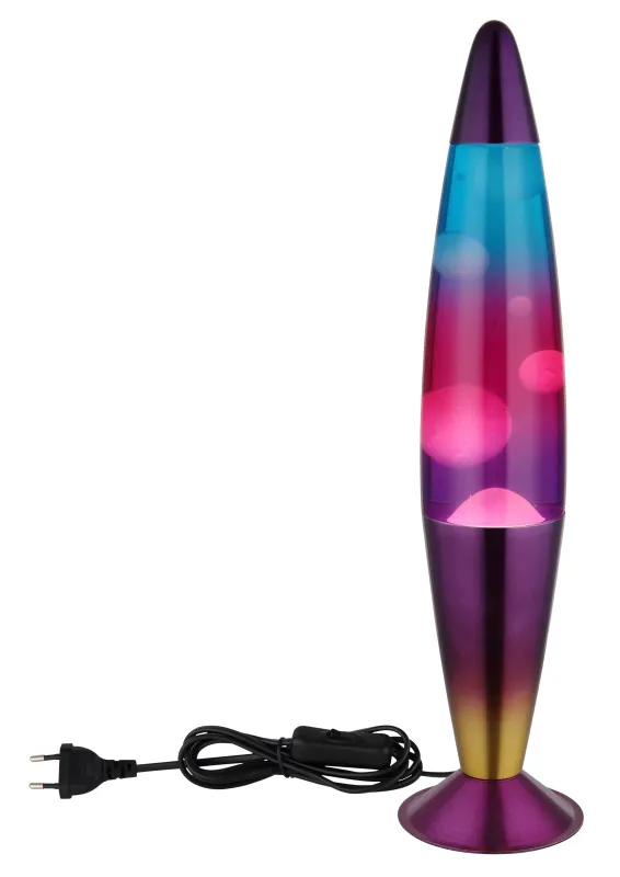 Etna Veelkleurig kinderlamp Van Globo Lighting - Etna &auml;r en fascinerande lavalampa med klar v&auml;tska och vitt vax som sm&auml;lter l&aring;ngsamt och skapar hypnotiska ljuseffekter.
