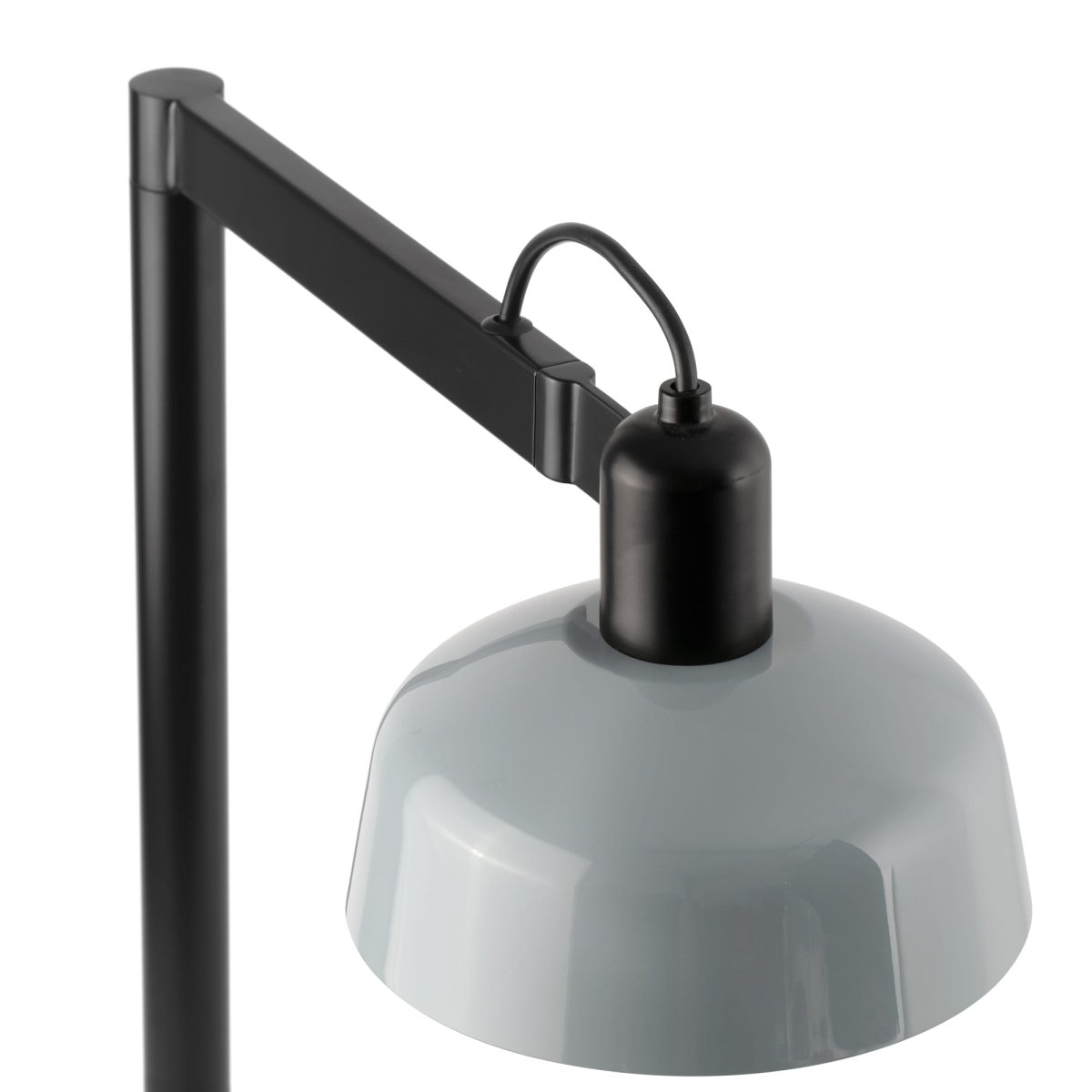 Tatawin 58cm Grijsblauw bureaulamp Van Faro Barcelona - Tatawin is een tafellamp met een zwarte structuur en een grijze metalen kap die gericht, gefocust licht geeft.