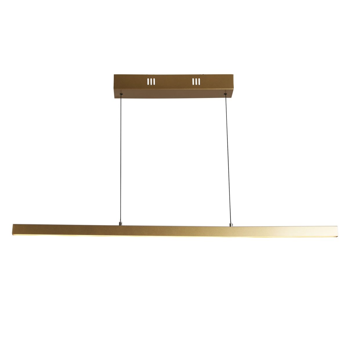Layla 102cm Goud hanglamp Van Searchlight - De lamp kan tot 1900 mm omhoog en omlaag worden bewogen, met een smalle breedte van 75 mm en een lengte van 1015 mm.
