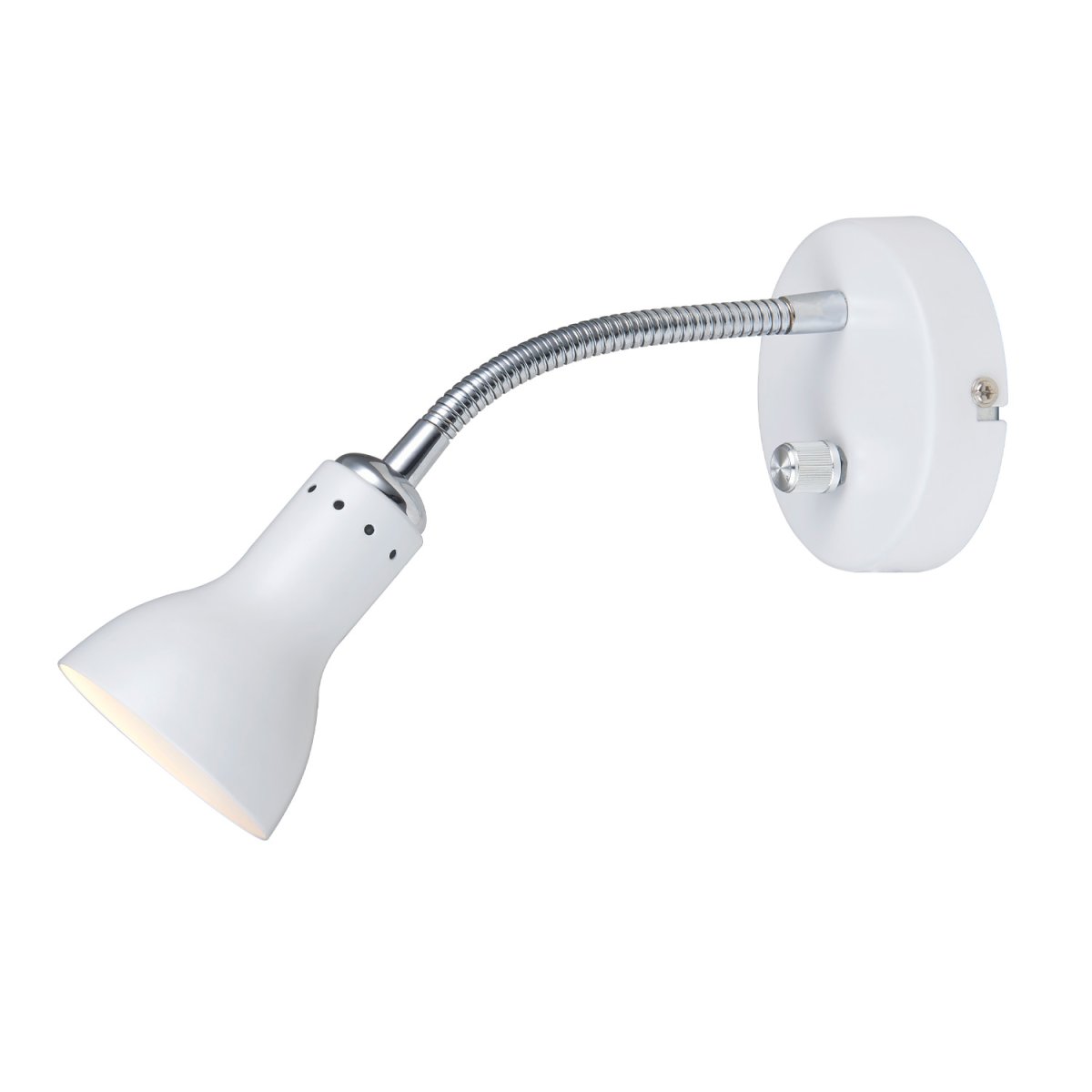 Mikado Wit leeslamp Van Halo Design - De geïntegreerde aan/uit-schakelaar op de muurbeugel zorgt voor gebruiksgemak en het elegante metaal met chromen details geeft het apparaat een moderne uitstraling.