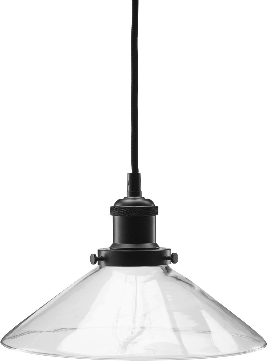August Ø25 Transparant raamlamp Van PR Home - De lamp wordt geleverd met een 3 meter lange, zwarte textielkabel, voorzien van een stekker en aan/uit-schakelaar.