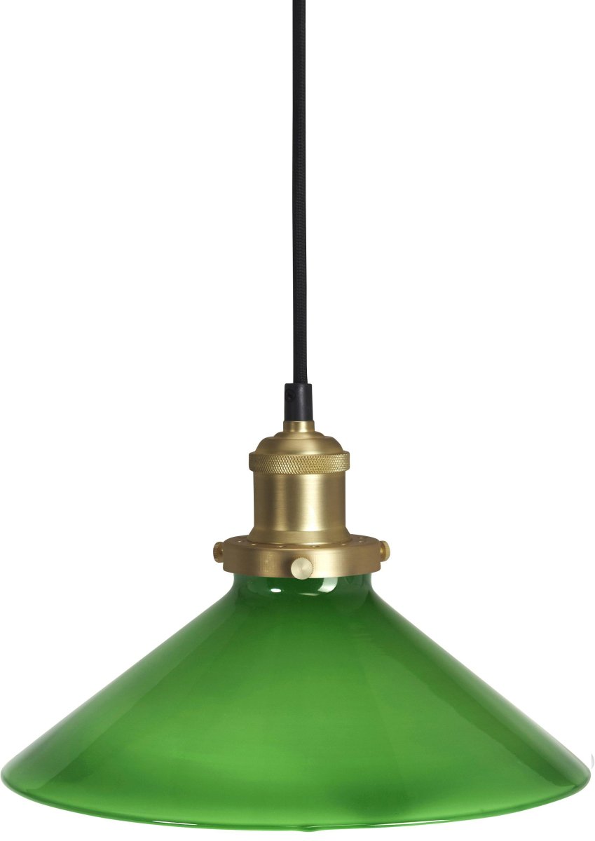 August Ø25 Groente raamlamp Van PR Home - Lampenkap van groen glas en lamphouder van metaal in de kleur geborsteld messing.