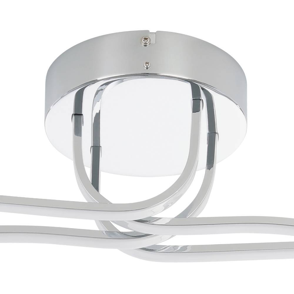 Roncade 108cm Chroom plafondlamp Van Eglo - De minimalistische en vloeiende vorm geeft de lamp een stijlvolle en verfijnde uitstraling die een vleugje moderne kunst aan uw huis toevoegt.