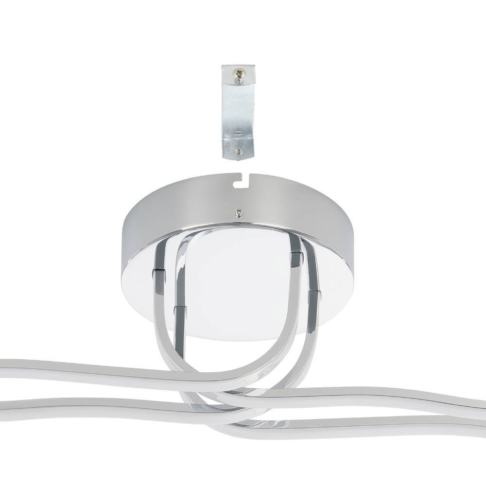 Roncade 108cm Chroom plafondlamp Van Eglo - De minimalistische en vloeiende vorm geeft de lamp een stijlvolle en verfijnde uitstraling die een vleugje moderne kunst aan uw huis toevoegt.