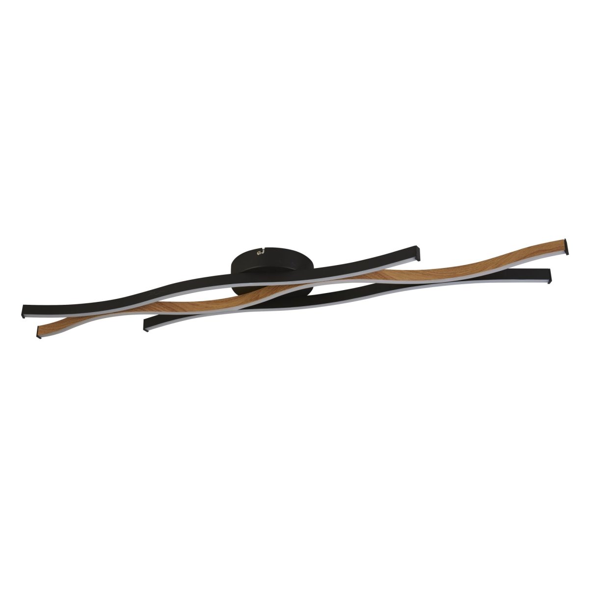 Bloom 108cm Zwart plafondlamp Van Searchlight - De Bloom plafondlamp in zwart metaal en houtlook is een stijlvol en functioneel interieurdetail dat elke kamer zal verfraaien.