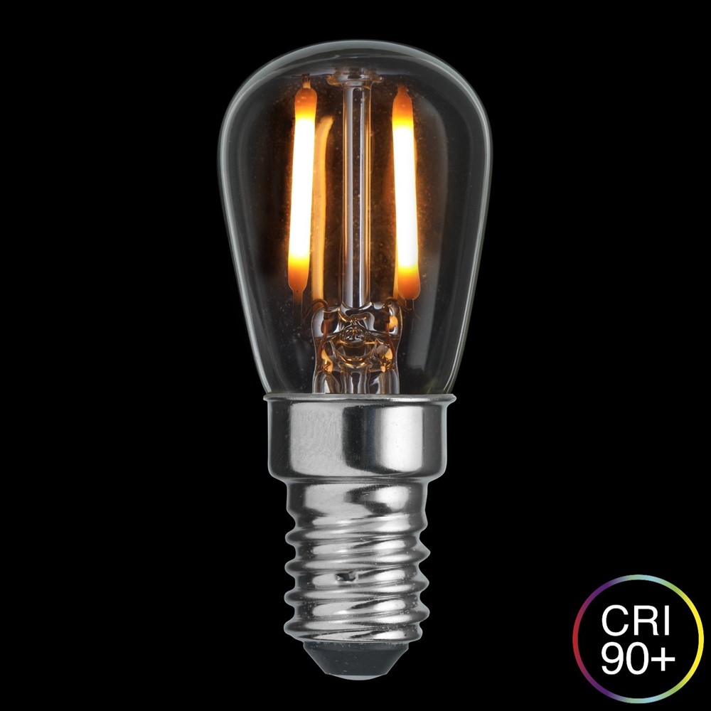 E14 Peerlamp 2,2W 2700K Dimbaar Transparant Van Unison - De lamp is dimbaar en heeft een kleurweergave (CRI) van meer dan 90, wat betekent dat hij een zeer goede en natuurlijke kleurweergave in de kamer geeft.