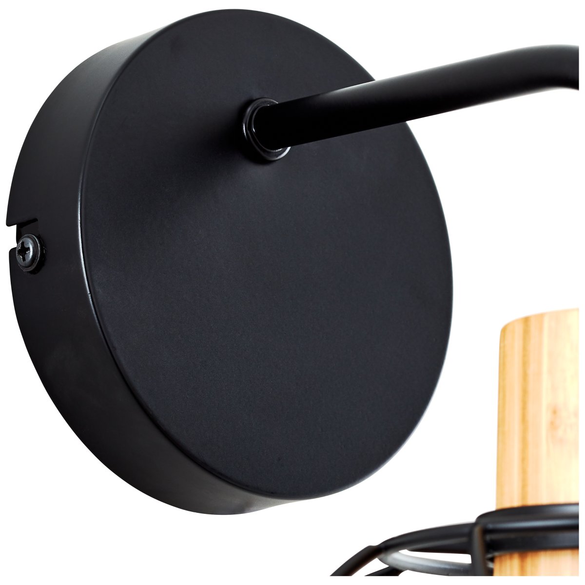 Mallow Ø20 Matzwart wandlamp Van Brilliant - De Mallow wandlamp heeft een industrieel design dat metaal en bamboe combineert om een natuurlijke uitstraling te creëren.