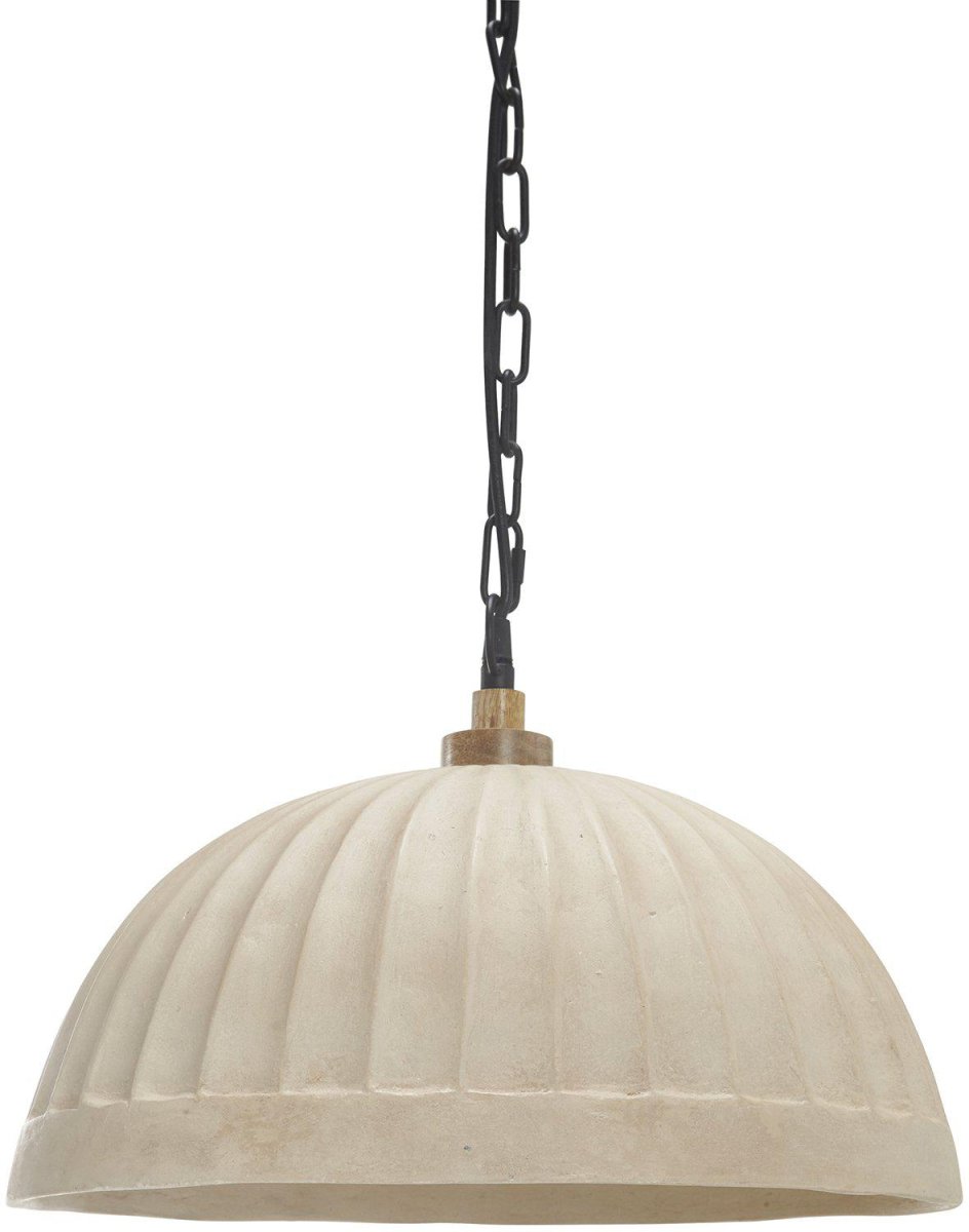 Haley Ø43 Beige hanglamp Van PR Home - 1,3 m zwarte metalen ketting en 1,5 m zwarte kunststof kabel en zwarte metalen plafondkap voor het ophangen aan de haak.