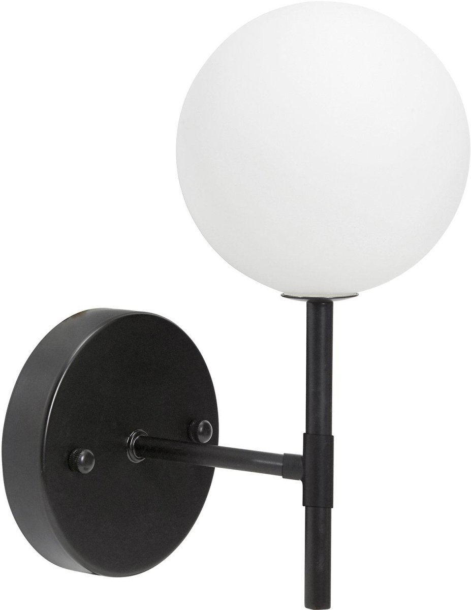 Sigma 25cm Zwart badkamerlamp Van PR Home - Omdat de glazen kap met de hand wordt gemaakt, kunnen er af en toe luchtbelletjes in het glas zitten en kunnen er ongelijkheden in de dikte van het glasoppervlak voorkomen.