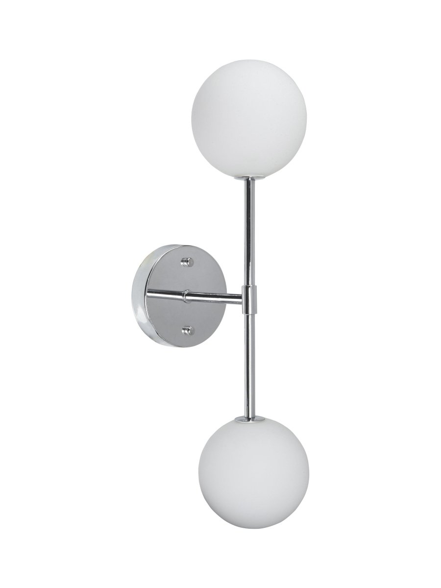 Sigma 50cm Chroom badkamerlamp Van PR Home - Omdat de glazen kap met de hand wordt gemaakt, kunnen er af en toe luchtbelletjes in het glas zitten en kunnen er ongelijkheden in de dikte van het glasoppervlak voorkomen.