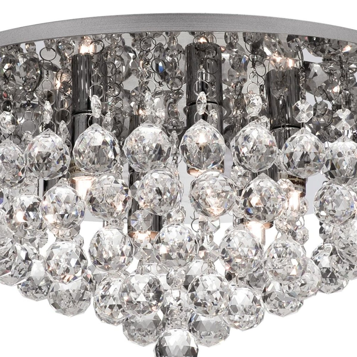 Hanna Ø45 Chroom kristal Van Searchlight - De chromen plafondlamp Hanna met zijn heldere kristallen bollen staat prachtig in elke slaapkamer, woonkamer, eetkamer of keuken.