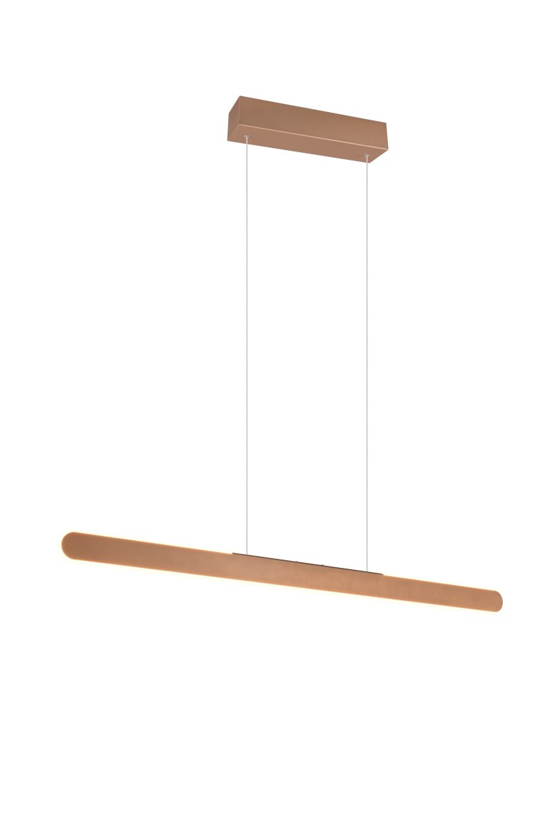 Helios 100cm Bruin hanglamp Van Trio Lighting - De heldere en moderne lijnen van de lamp geven het huis een elegante uitstraling, die wordt versterkt door de op- en neerwaartse verlichting.
