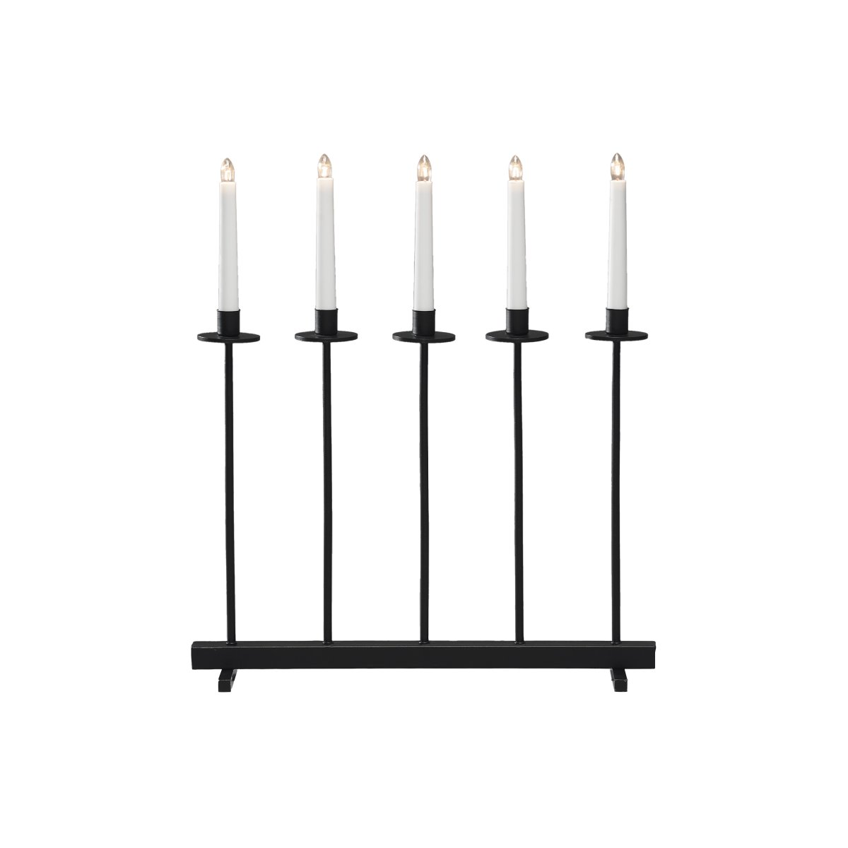 Candelabra 5 Lights Zwart Van Konstsmide - Geef uw huis een moderne en stijlvolle kerstsfeer met deze exclusieve Adventkandelaar in zwart gelakt staal.