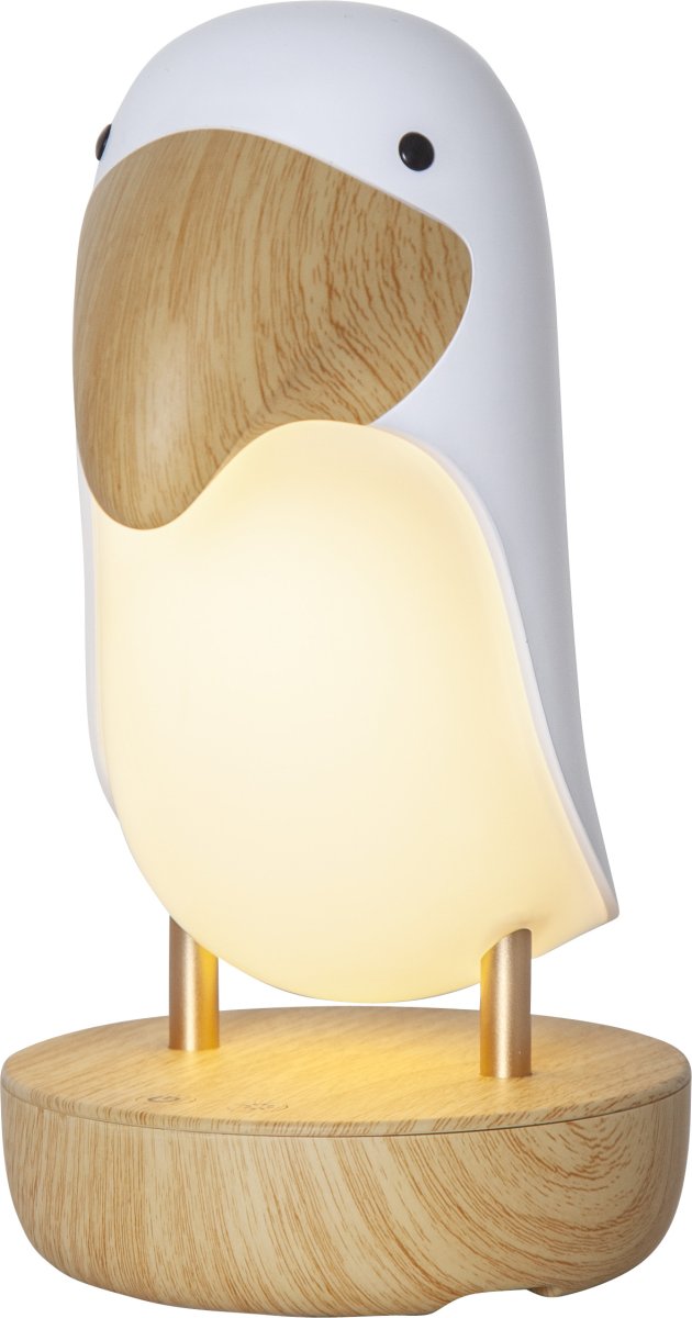 Toucan Bird Wit kinderlamp Van Star Trading - Decoratieve lamp in de vorm van een Toekan die een zacht licht uitstraalt, perfect als nachtlampje of decoratieve verlichting.