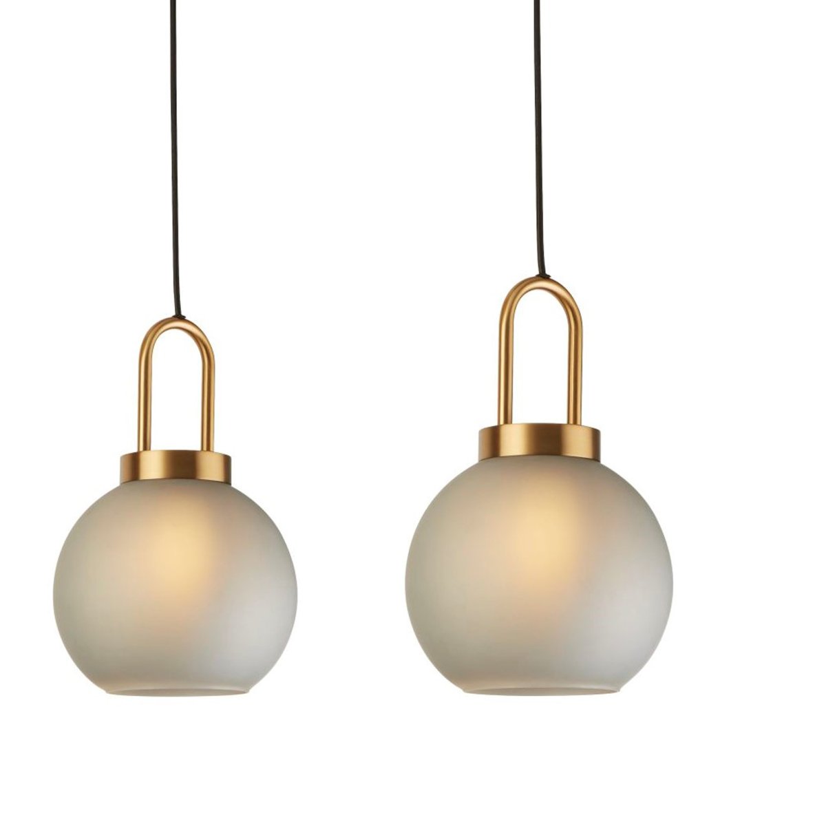 Snowdrop 85cm Messing hanglamp Van Searchlight - Met zijn kappen van matglas en antieke messing afwerking is dit een indrukwekkend detail in elk modern en licht interieur.