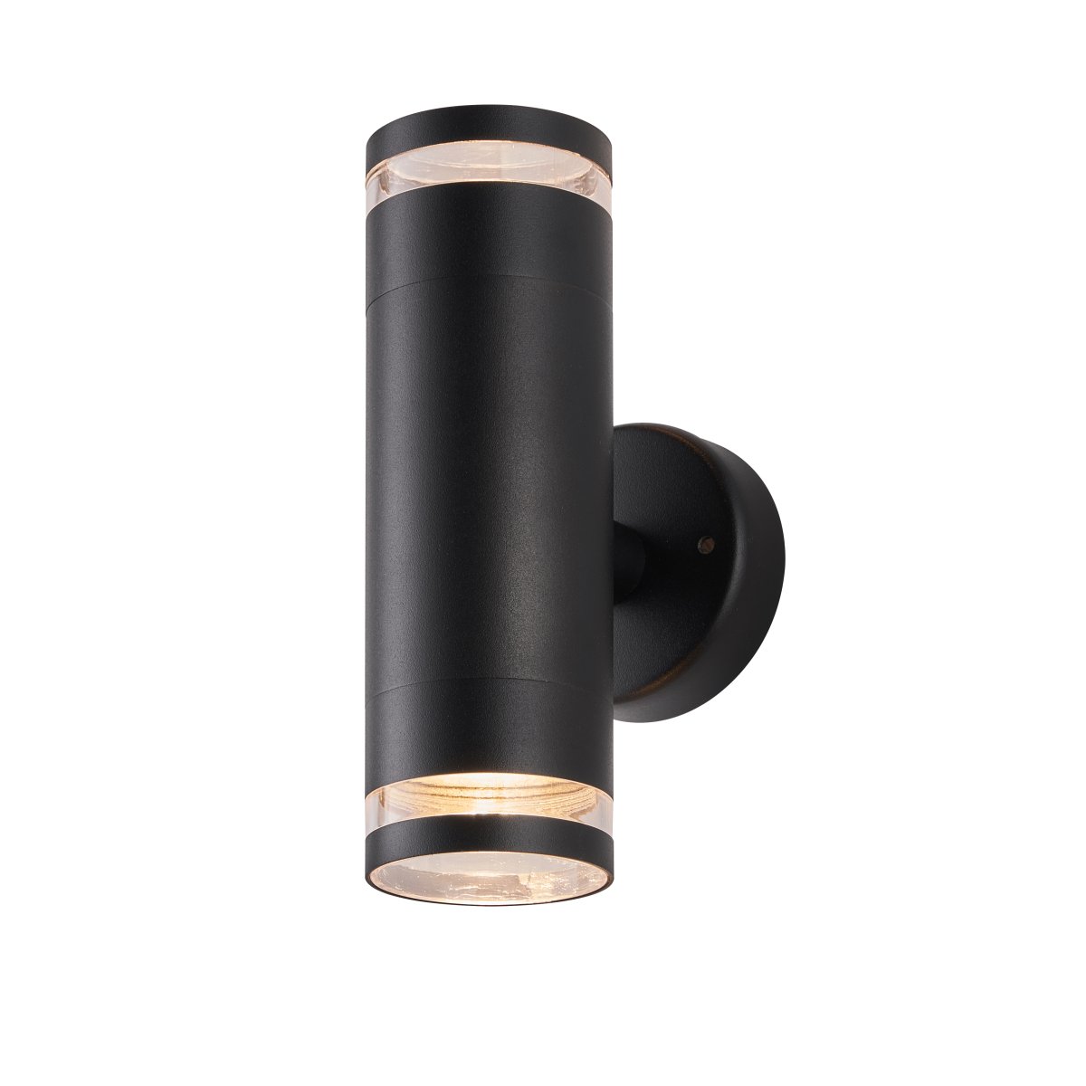Cylinder duo Zwart buitenlamp Van Lampan - Lampan lyser fint b&aring;de upp och ner p&aring; v&auml;ggen.
