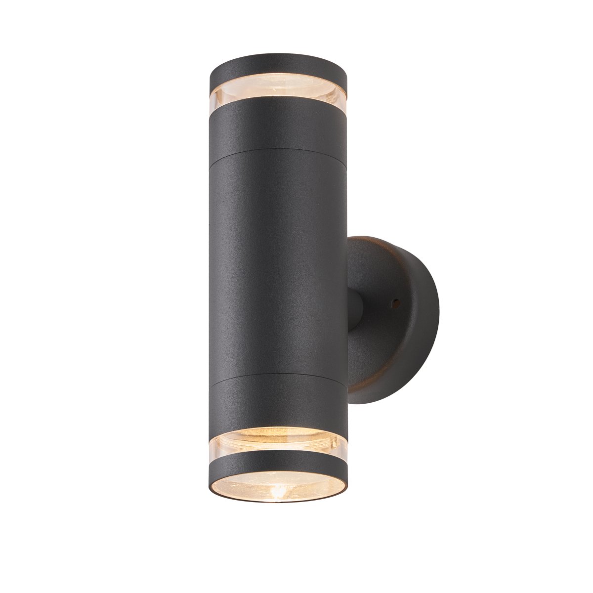 Cylinder Duo Antraciet buitenlamp Van Lampan - Lampan lyser fint b&aring;de upp och ner p&aring; v&auml;ggen.