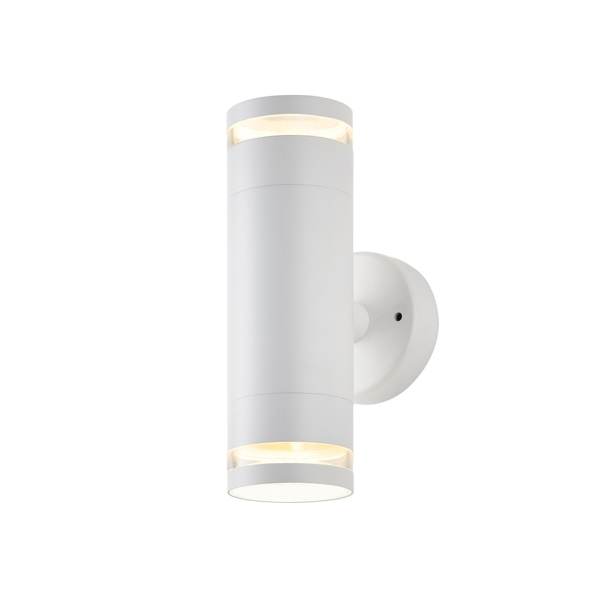 Cylinder Duo Wit buitenlamp Van Lampan - Lampan lyser fint b&aring;de upp och ner p&aring; v&auml;ggen.