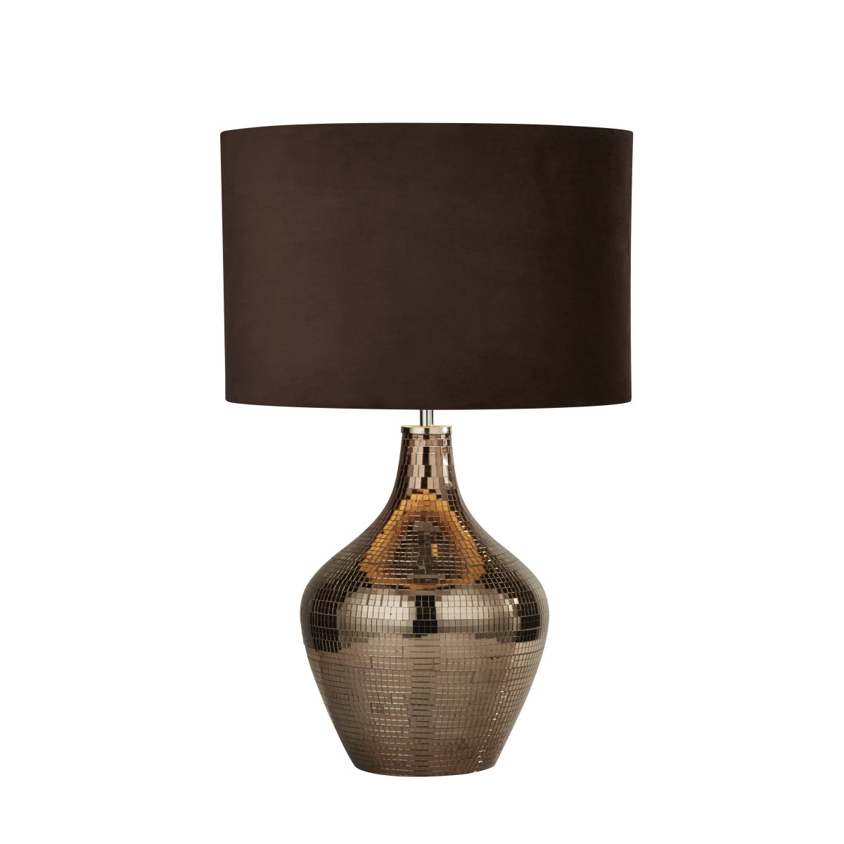 Disco 54cm Bruin tafellamp Van Searchlight - De lamp cre&euml;ert een warme en uitnodigende sfeer en is tegelijkertijd een decoratief detail dat de aandacht trekt.