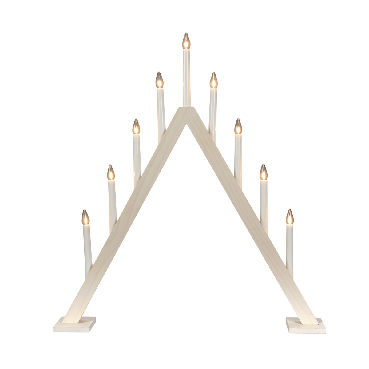 Wooden Candelabra 9 Lights Wit Van Konstsmide - Elegante kandelaar in wit gebeitst hout&auml; met 9 lichtbronnen in een klassieke driehoekige vorm.