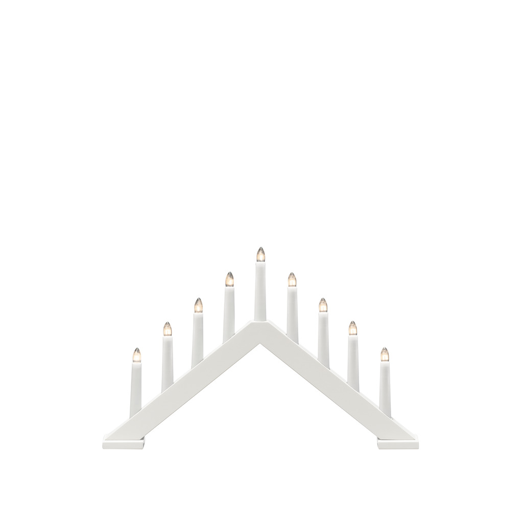 Candelabra 9 Lights Mat wit Van Konstsmide - Geef uw huis een tijdloze en stijlvolle kerstsfeer met deze elegante adventskandelaar van wit gelakt hout.