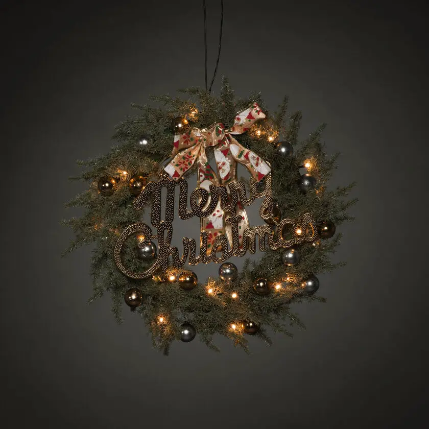 Grankrans Ø40 Groente Van Konstsmide - Perfect voor de deur of de muur - Verspreidt een warme kerstsfeer.