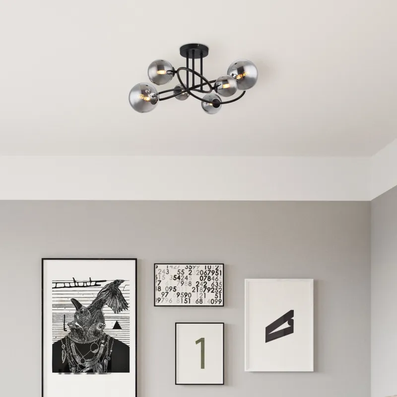 Riha 62cm Rookkleurig plafondlamp Van Globo Lighting - Uppt&auml;ck Riha &ndash; en imponerande plafond som skapar en elegant atmosf&auml;r i ditt hem.