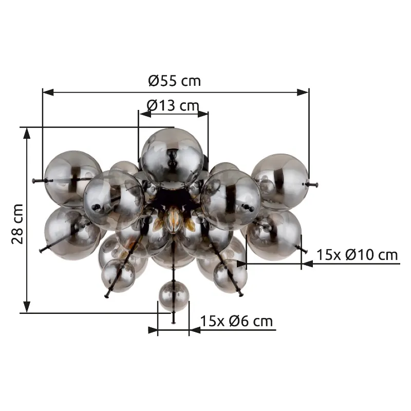 Udo Ø55 Rookkleurig plafondlamp Van Globo Lighting - Perfekt f&ouml;r vardagsrum, sovrum eller matsalar d&auml;r den bidrar till en stilfull och inbjudande milj&ouml;.