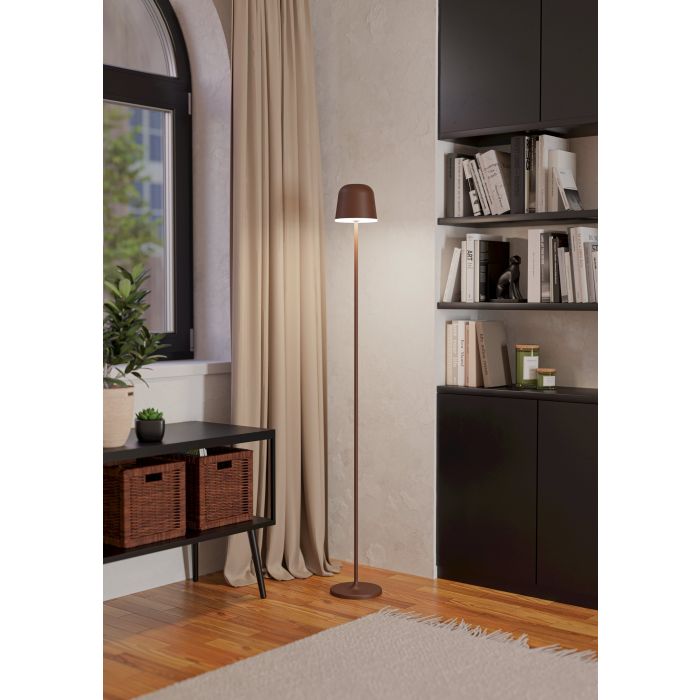 Mannera 140cm Roestig bruin Draagbare Van Eglo - Dankzij de draadloze functie kan de lamp vrij in de kamer worden geplaatst en verspreidt hij een gelijkmatig en aangenaam licht - ideaal om sfeer te creëren of om bij te lezen.