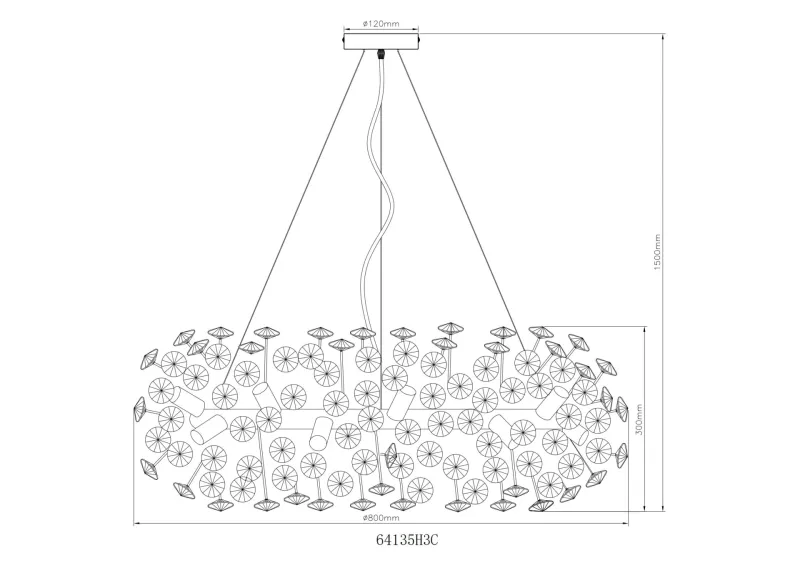 Katrina Ø80 Rookkleurig kristal Van Globo Lighting - Katrina &auml;r en elegant rund kristallkrona i kromf&auml;rgad metall med gnistrande K9-kristaller som skapar en sofistikerad och lyxig atmosf&auml;r i ditt hem.
