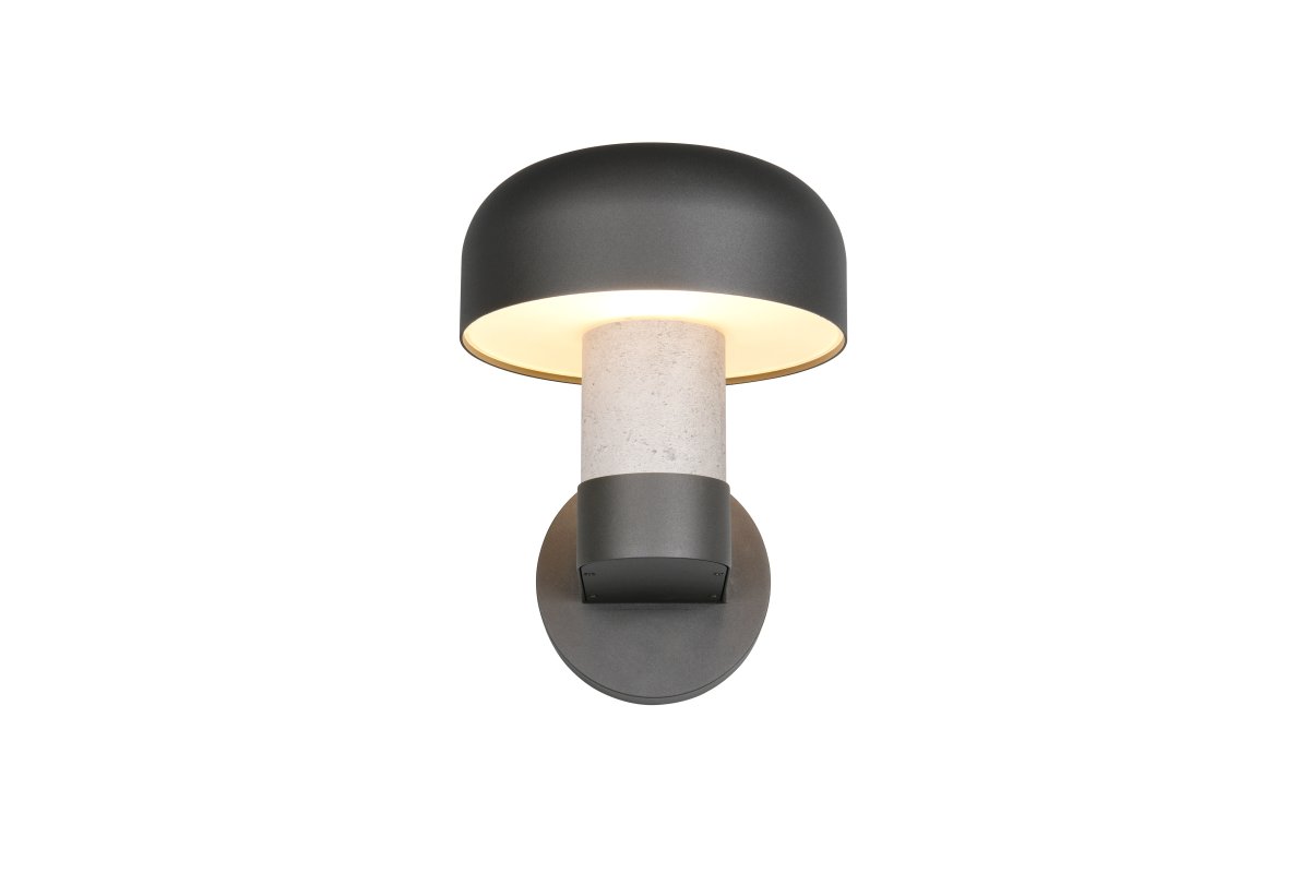 Fraser 24cm Betonnen uiterlijk buitenlamp Van Trio Lighting - De donkergrijze afwerking en het op beton ge&iuml;nspireerde deel geven de gevel een warm en stijlvol karakter.