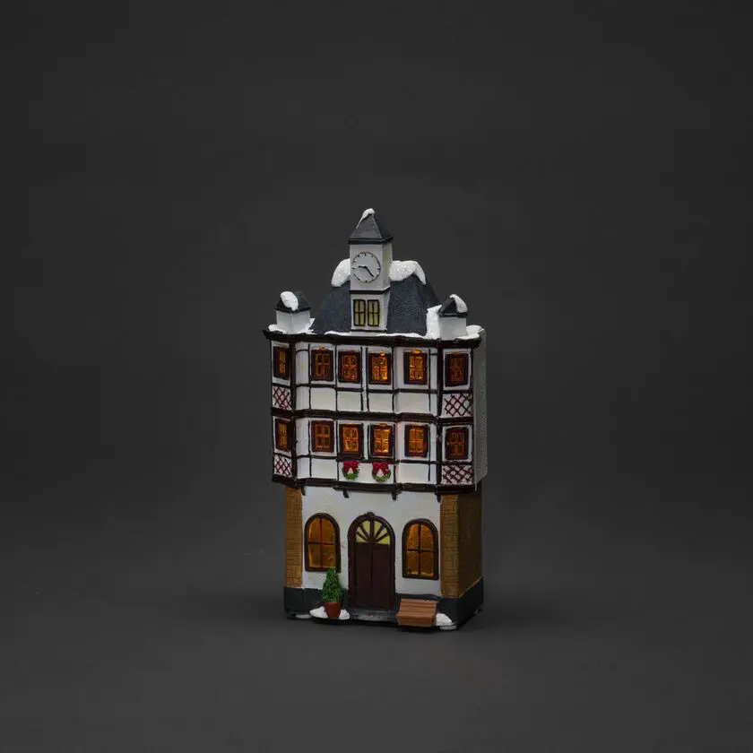 3 Kleine Huisjes Bruin Van Konstsmide - B/O 3 klein; Huis, winters huis met 6 amberkleurige LED-lampjes die een sfeervol licht verspreiden.