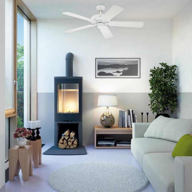 Monarch Ø122 Wit Van Westinghouse - Monarch plafondventilatoren met een witte afwerking bieden een combinatie van modern en traditioneel design.
