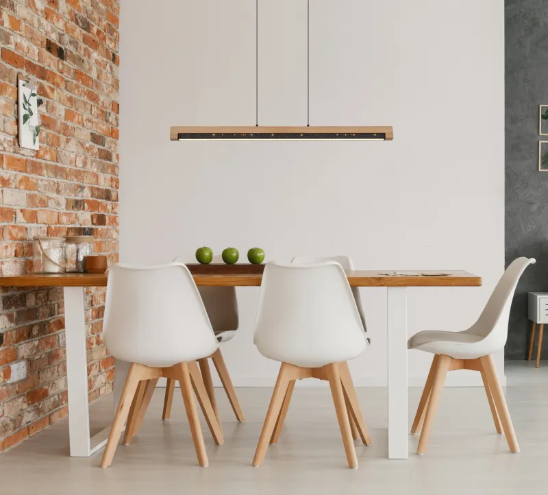 Starla 85cm Natuur hanglamp Van Globo Lighting - Skapa en stilfull och harmonisk ljuss&auml;ttning i ditt hem med denna moderna taklampa och njut av ett st&auml;mningsfullt sken i dina rum.