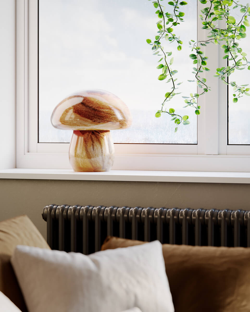 Mira Mushroom 30cm Natuur tafellamp Van By Rydéns - De lamp is niet alleen een functionele lichtbron, maar ook een artistiek detail dat uw interieur accentueert met zijn op de natuur ge&iuml;nspireerde ontwerp en handgemaakte kwaliteit.