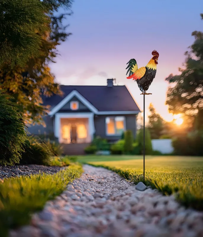 Rooster Veelkleurig solarlamp Van Globo Lighting - Den fungerar b&aring;de som en dekorativ detalj och en st&auml;mningsfull ljusk&auml;lla som ger din utomhusmilj&ouml; en hemtrevlig och lantlig karakt&auml;r.