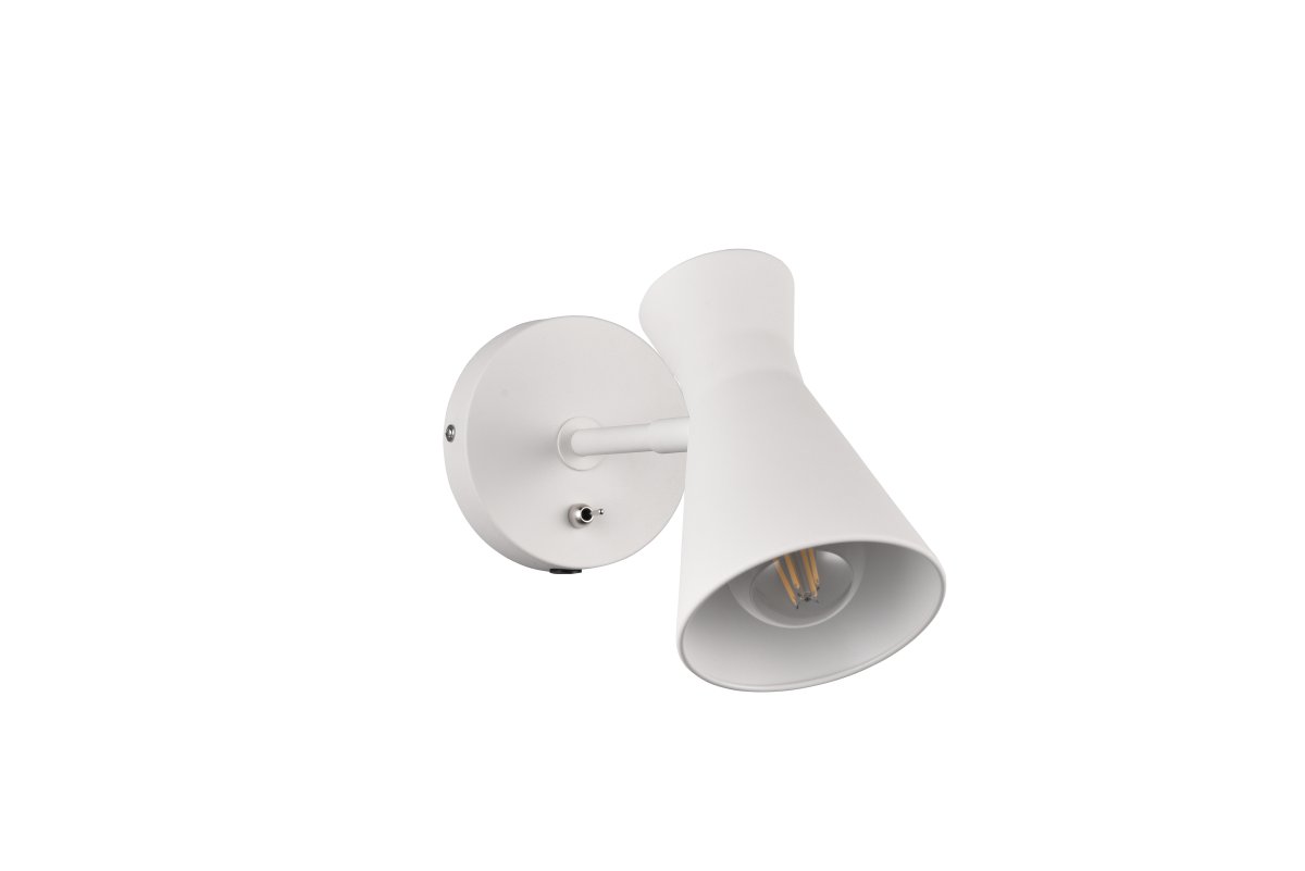 Enzo 16cm Wit leeslamp Van Trio Lighting - De lamp kan met een snoer of direct aan de muur worden bevestigd en worden bediend met de schakelaar op de wandbeugel.