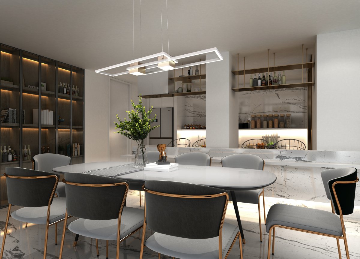 Albany 100cm Koffie hanglamp Van Trio Lighting - 