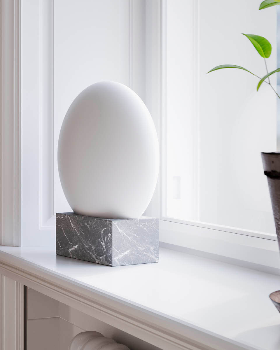 Glori 35cm Wit tafellamp Van By Rydéns - Glori is een magnifieke schoonheid met een combinatie van marmer en glas.