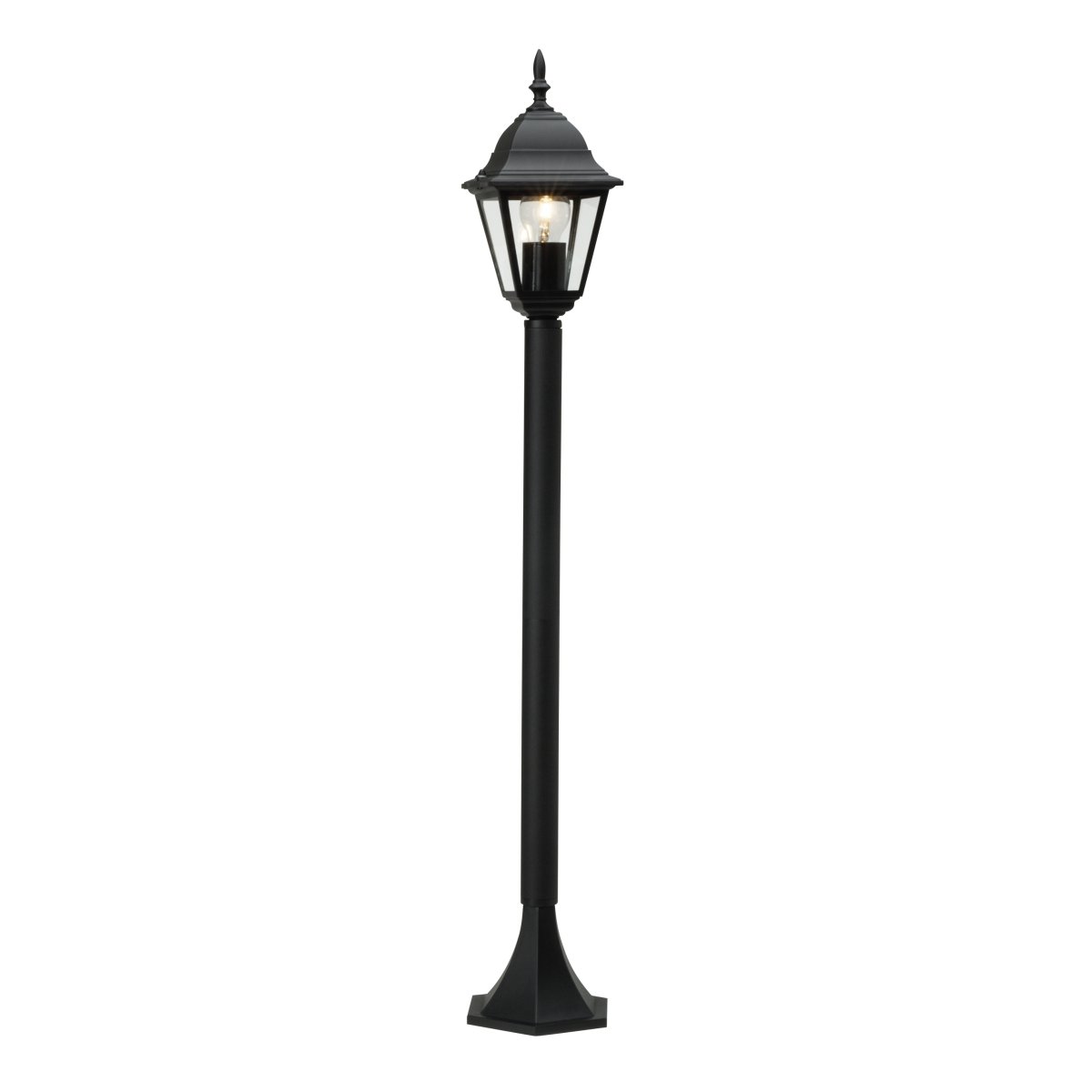 Newport 102cm Zwart lichtpaaltjes Van Brilliant - De Newport paal is een 1 meter hoge buitenlamp die functionaliteit en decoratie combineert, ideaal voor het verlichten van tuinpaden of bloemperken.