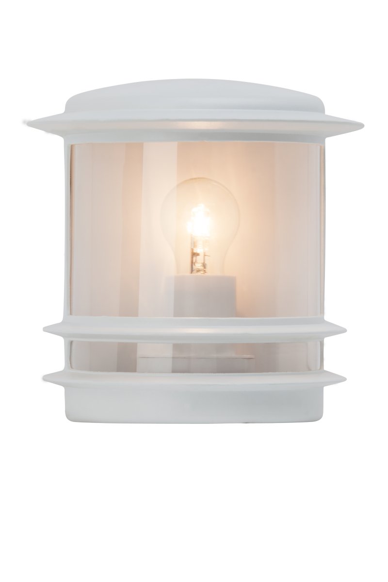 Hollywood Wit buitenlamp Van Brilliant - De Hollywood buitenwandlamp is een veelzijdige keuze die perfect past naast de voordeur of als decoratieve verlichting op een terras.