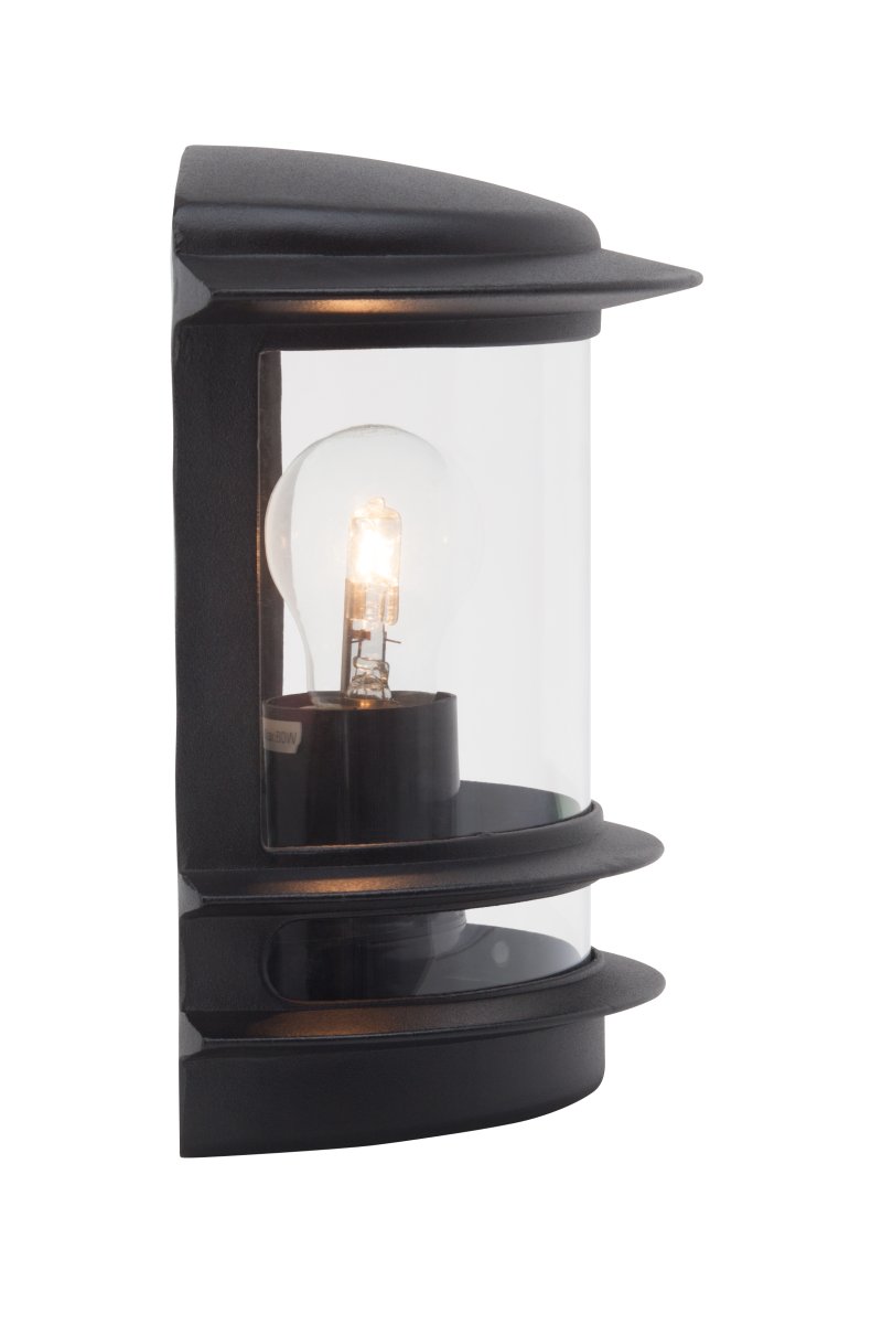 Hollywood Zwart buitenlamp Van Brilliant - De Hollywood buitenwandlamp is een veelzijdige keuze die perfect past naast de voordeur of als decoratieve verlichting op een terras.